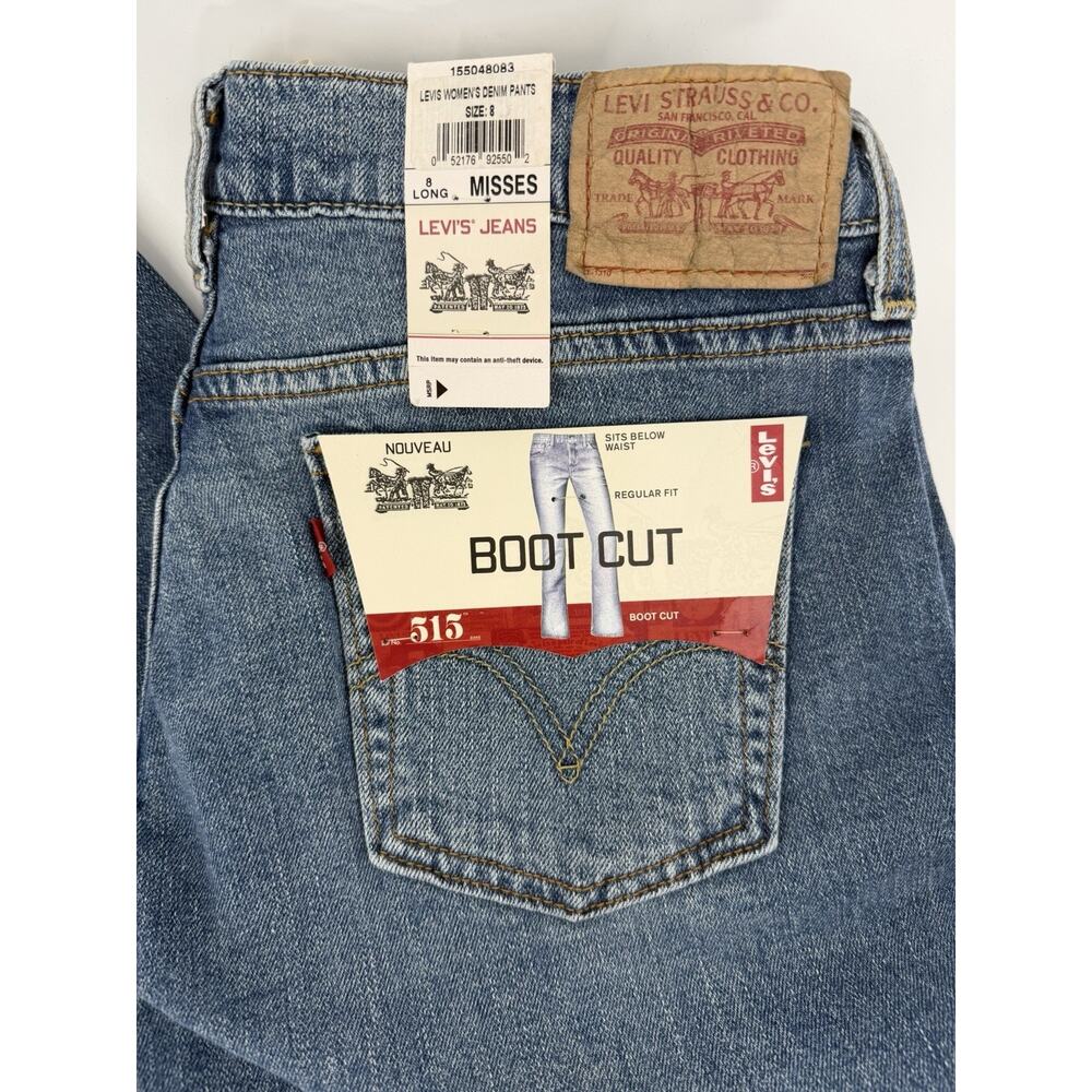 Levi's 515 Boot Cut Stretch Denim Blue Jeans Womens Size 8 Long Cowgirl Rodeo - Picture 2 of 7